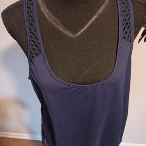 Yogalicious Navy Sleeveless Top Woth Mesh Back